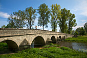 Bridge crossing the Altmühl river, Ornbau, Altmühl valley, Franconia, Bavaria, Germany, Europe