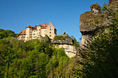 Burg Rabenstein über dem Ahorntal, Fränkische Schweiz, Franken, Bayern, Deutschland, Europa