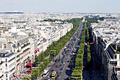 France, Paris, 8th arrondissement, Champs Elysées view from Arc de Triomphe