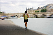 France, Paris, Port du Louvre, jogging