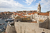 Croatia, Dubrovnik view from the ramparts, harbor