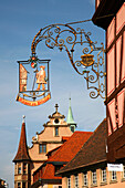 France, Alsace, Haut-Rhin, Colmar, Pelerin house, Grand Rue street, signboard