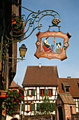 France, Alsace, Haut-Rhin, Kaysersberg, general De Gaulle, signboard