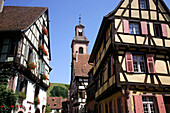 France, Alsace, Haut-Rhin, Riquewihr village and church