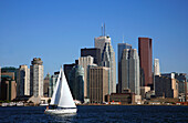 Canada, Ontario, Toronto, Lake Ontario, sailboat, downtown, skyline