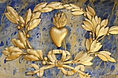France, Saint-Nicolas-de-Véroce, Sacred heart and olive tree crown in Saint-Nicolas de Véroce church