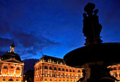 France, Gironde (33), Bordeaux, the Bourse square and the Trois-Grâces fountain