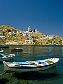 Greece, Dodecanese, Silmi island, harbor, fishing boat