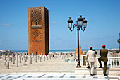 Africa, Maghreb, North africa,Morocco, Rabat, ruins of the Yacoub El Mansour mosque and Hassan tower view from Mohammed V mausoleum