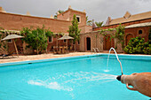 Pool at hotel Auberge Kasbah du Jardin at Ait Benhaddou, Ait Benhaddou, Atlas Mountains, South of the High Atlas, Morocco, Africa