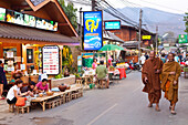 People on the street in the evening, Pai, Thailand, Asia