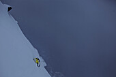 Freerider in deep snow, Chandolin, Anniviers, Valais, Switzerland