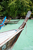 Long tail boats at the headquarter on Surin Island, Surin Island Maritim National Park, Andaman Sea, Thailand