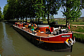 Restaurant boat on the Canal du Midi, Midi, France