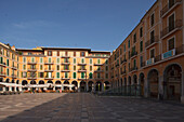 Houses at main square in the sunlight, Placa Major, Palma de Mallora, Mallorca, Balearic Islands, Spain, Europe