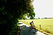 Man road cycling, Bergisches Land, North Rhine-Westphalia, Germany
