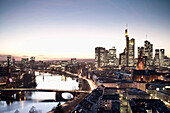 View towards the Skyline of Frankfurt, Frankfurt am Main, Hesse, Germany, Europe