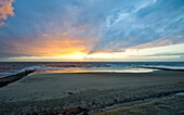 Sunset over North Sea, Norderney, East Frisian Islands, Lower Saxony, Germany