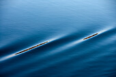 Reflection in wake water of cruise ship MS Astor, Tranocean Kreuzfahrten, Stockholm archipelago, near Stockholm, Sweden
