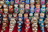Matryoshka (babushka) dolls for sale at souvenir stand, St. Petersburg, Russia