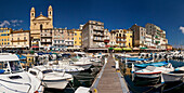 Panorama over the old harbor and the old town, Bastia, Corsica, France