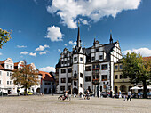 Market, City Hall, Saalfeld, Thuringia, Germany