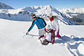 Happy family in snow