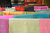 handmade silk fabrics in a village nearby Pak Ou caves obove Mekong river north of Luang Prabang, Laos