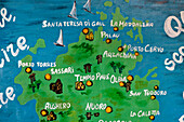 Künstlerische Wiedergabe einer Karte von Sardinien