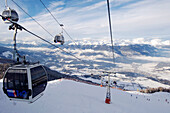 Cable car above ski slope, Plan de Corones, Bruneck, Val Pusteria, South Tyrol, Alto Adige, Italy, Europe