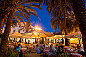 People In Bar / Cafe At Dusk, Ibiza Town, Ibiza, Spain