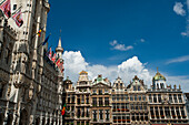 Town Hall (left) and other buildings in the Grand Place, Brussels, Belgium