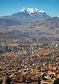 Illimani peak and cityscape, La paz, Bolivia