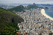 Ariel View of Copacabana and Sugar Loaf mountain, Rio de Janeiro, Brazil
