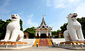 Buddhist temple with large statues, Mandalay Hill Mandalay Burma