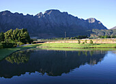 Mountains and lake in Franschhoek, Franschhoek, South Africa