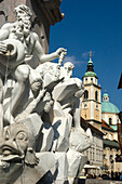 Fountain of the Three Carniolan Rivers in front of the Town Hall, Ljubljana. Slovenia