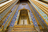 Detail of window and columns of Wat Phra Kaew, Royal Palace complex, Bangkok, Thailand