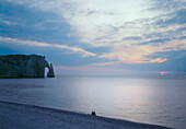 France, Normandy, Etretat, beach and cliff