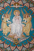 France, Lyon, mosaic  in Fourvière basilica : Mary and the Holy Ghost