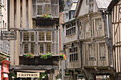 France, Brittany, Côtes d'Armor, Dinan, Apport street, half-timbering houses