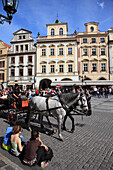 Czech Republic, Prague, Old Town Square, horse drawn carriage