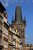 Czech Republic, Prague, Lesser Town Bridge Tower, houses
