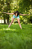 Young woman stretching