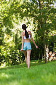 Young woman jumping rope