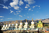 Stupas, Chorten, Choglamsar, Leh, Ladakh, Jammu and Kashmir. India