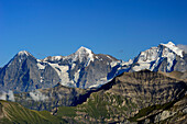 View from mount Niesen to Eiger, Moench and Jungfrau, UNESCO World Heritage Site Jungfrau-Aletsch protected area, canton of Bern, Switzerland