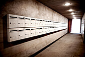 Row of Mailboxes in Hallwayh