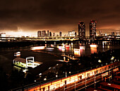 Skyline and River at Night, Tokyo, Japan