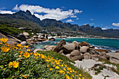 Impression at Camps Bay with view to Mountain Range Twelve Apostels, Camps Bay, Cape Town, Western Cape, South Africa